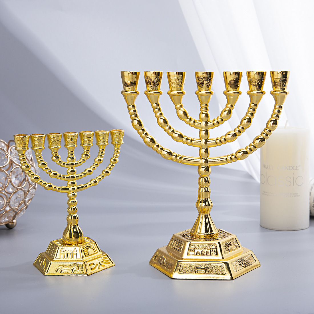 Candle Holder Decor - 7-armige Menora Jüdische Heimdekoration Kerzenhalter Dekoration