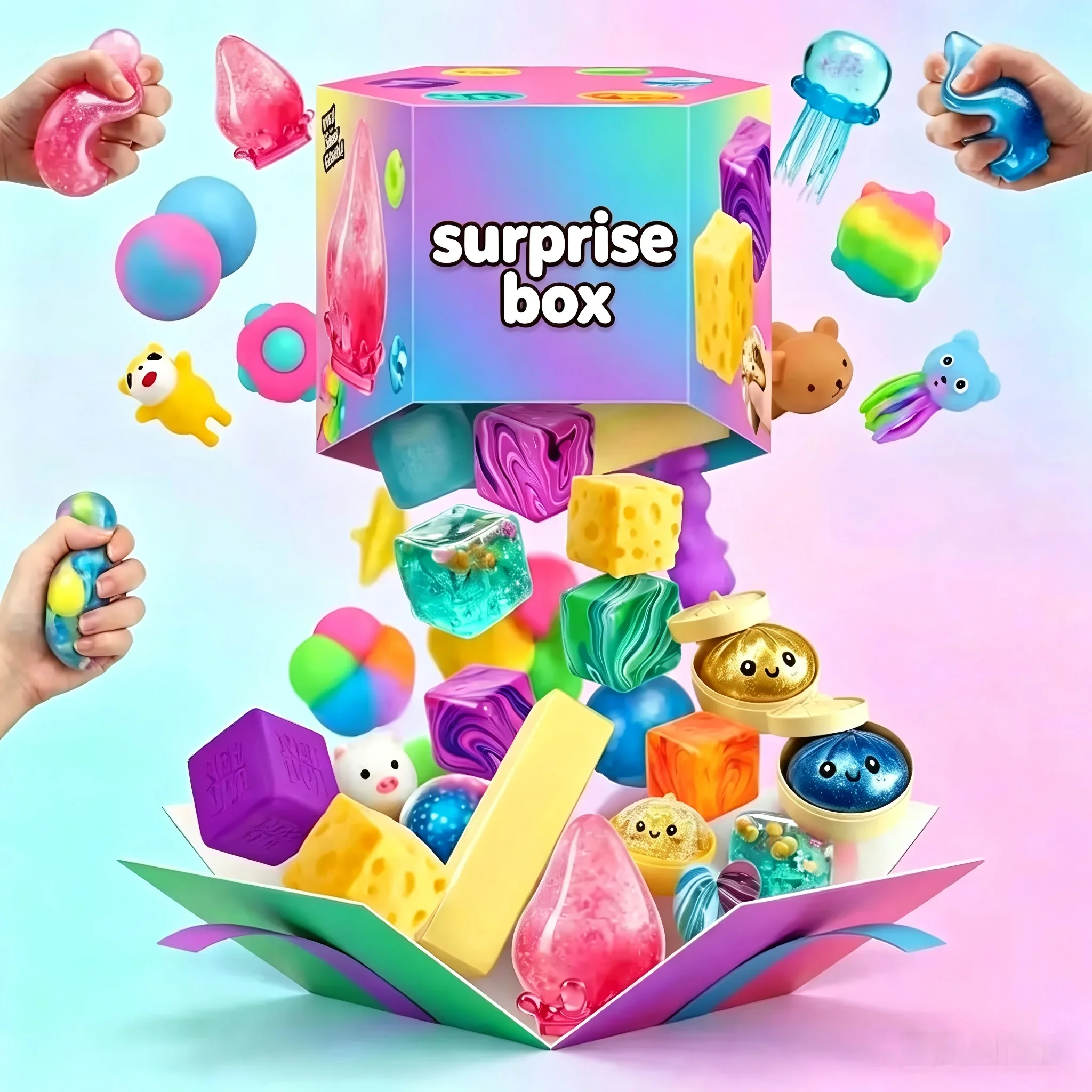 Curtain Curtain - 120+ Stück Überraschungsbox-Spielzeug, Neuheit zur Stresslinderung,