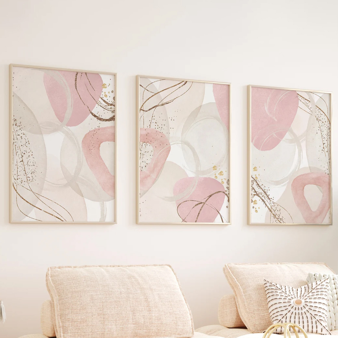 3-teiliges Set Wandkunst Rosa  – Abstract Canvas Set Bewertung und Preis